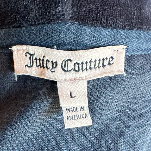 Juicy Couture Navy Blue Velour Zip Up Hoodie Size Large - Picture 3 of 8